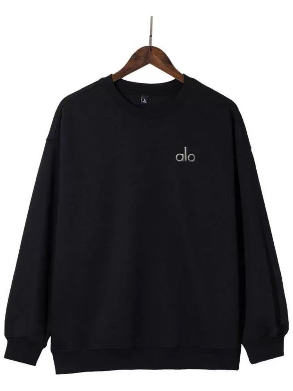 ALO Yoga Men's Black Crewneck Sweatshirt with Subtle Logo